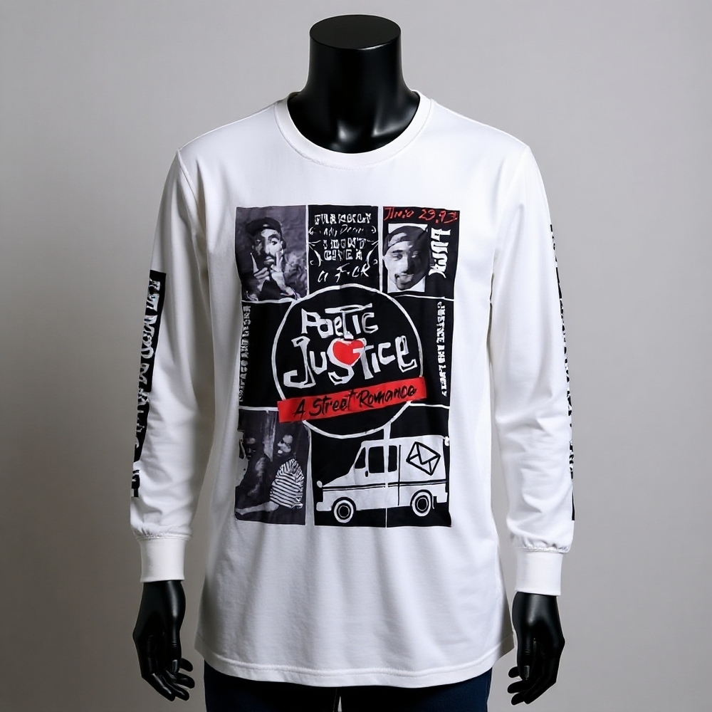 White Graphic Long Sleeve Shirt